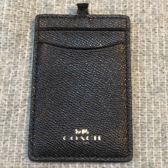 Coach Black Leather ID Lanyard - Picture 5 of 13
